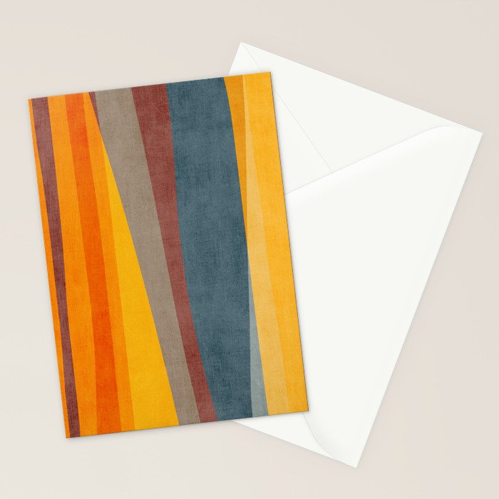 Orange Blue Yellow Beige Modern MCM Art Stationery Card Gallery Image 2