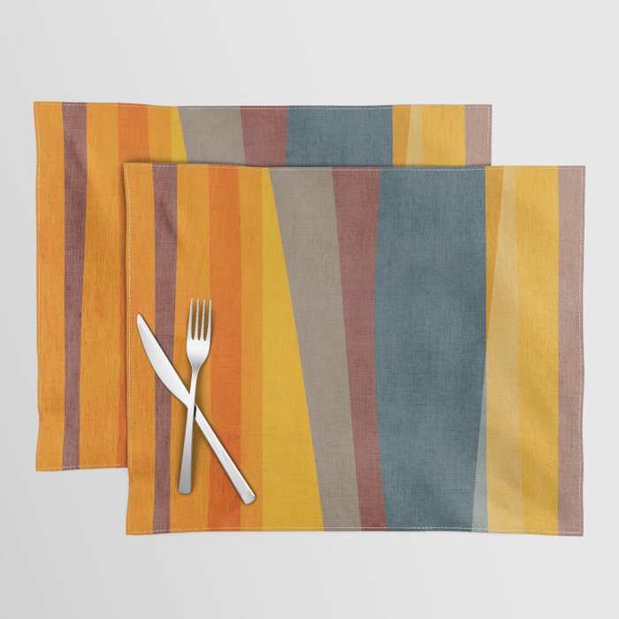 Orange Blue Yellow Beige Modern MCM Art Placemat Gallery Image 1