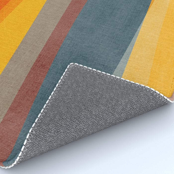 Orange Blue Yellow Beige Modern MCM Art Rug Gallery Image 4