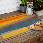 Orange Blue Yellow Beige Modern MCM Art Outdoor Rug Gallery Image 2