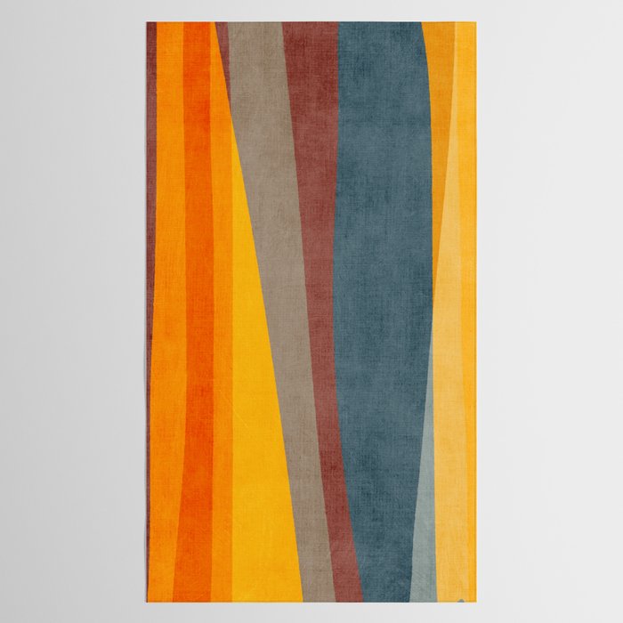 Orange Blue Yellow Beige Modern MCM Art Tablecloth Gallery Image 2