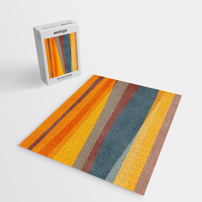 Orange Blue Yellow Beige Modern MCM Art Jigsaw Puzzle Gallery Image 2