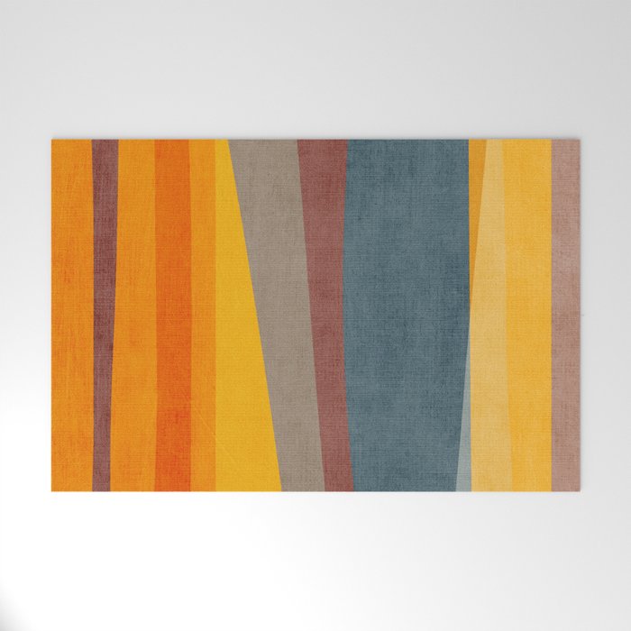Orange Blue Yellow Beige Modern MCM Art Welcome Mat Gallery Image 1