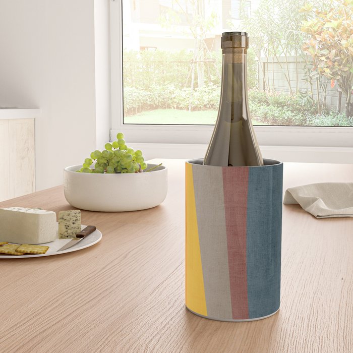 Orange Blue Yellow Beige Modern MCM Art Wine Chiller Gallery Image 4