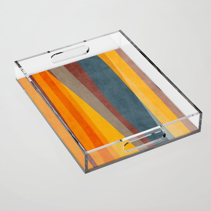 Orange Blue Yellow Beige Modern MCM Art Acrylic Tray Gallery Image 1