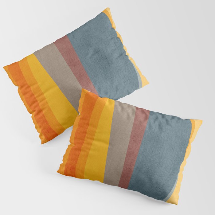 Orange Blue Yellow Beige Modern MCM Art Pillow Sham Gallery Image 1