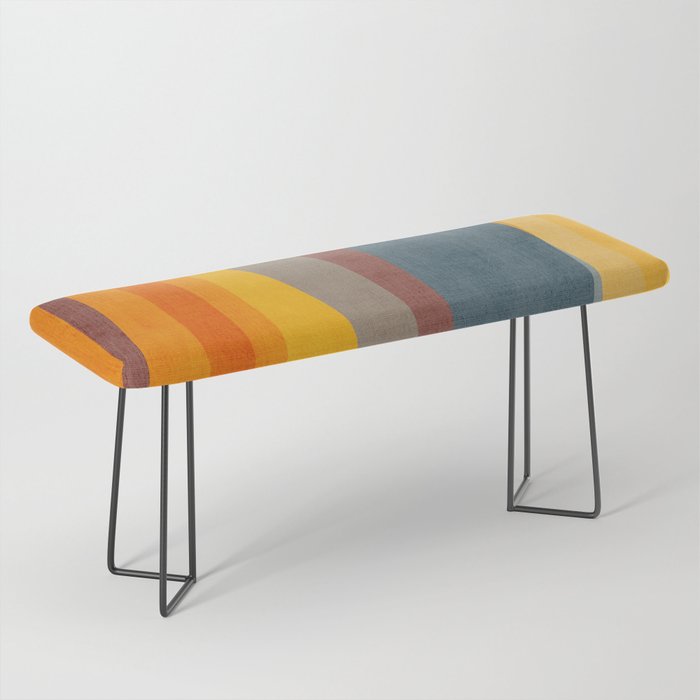 Orange Blue Yellow Beige Modern MCM Art Bench Gallery Image 1