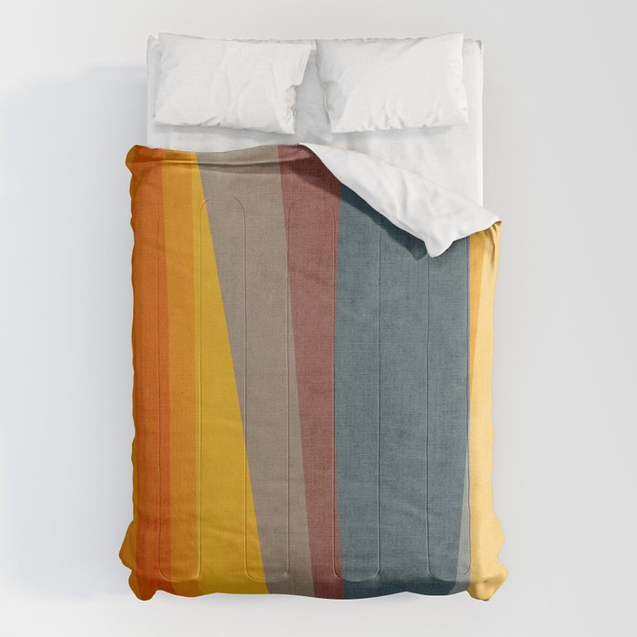 Orange Blue Yellow Beige Modern MCM Art Comforter Gallery Image 1