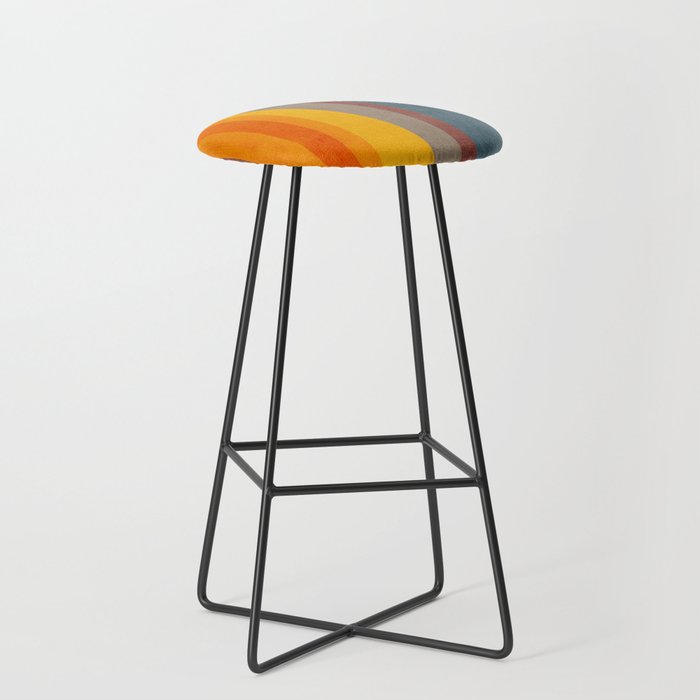 Orange Blue Yellow Beige Modern MCM Art Stool Gallery Image 1