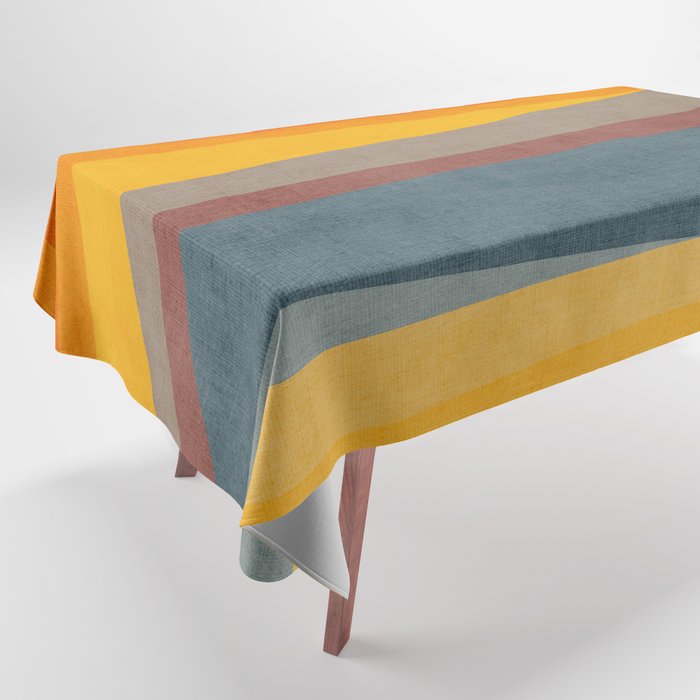 Orange Blue Yellow Beige Modern MCM Art Tablecloth Gallery Image 1