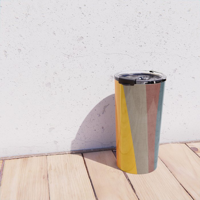 Orange Blue Yellow Beige Modern MCM Art Travel Mug Gallery Image 4