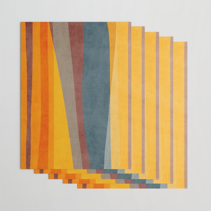 Orange Blue Yellow Beige Modern MCM Art Wrapping Paper Gallery Image 3