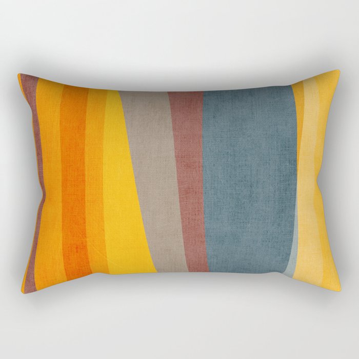 Orange Blue Yellow Beige Modern MCM Art Rectangular Pillow Gallery Image 2
