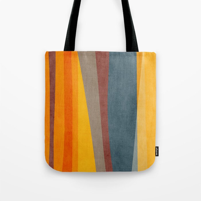 Orange Blue Yellow Beige Modern MCM Art Tote Bag Gallery Image 1