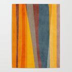 Orange Blue Yellow Beige Modern MCM Art Poster Gallery Image 4
