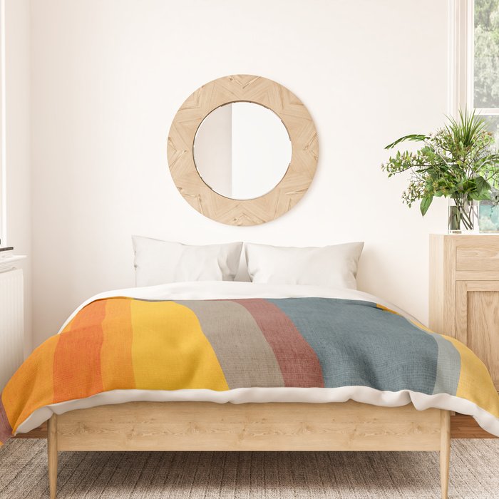 Orange Blue Yellow Beige Modern MCM Art Duvet Cover Gallery Image 3
