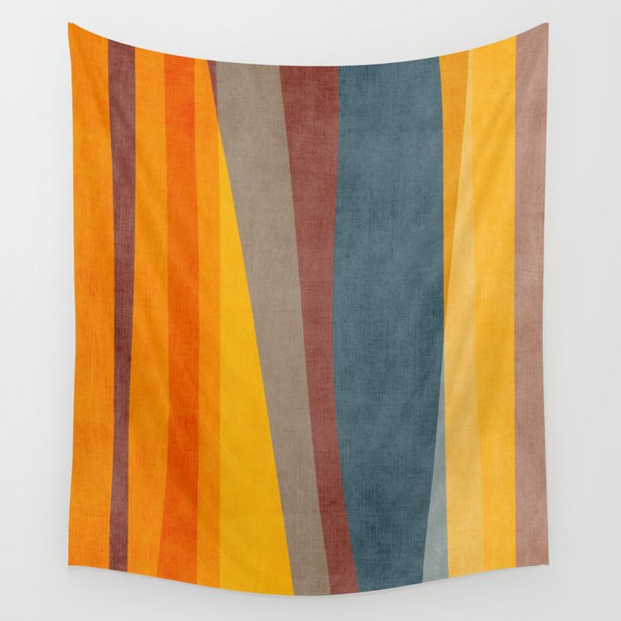 Orange Blue Yellow Beige Modern MCM Art Wall Tapestry Gallery Image 4