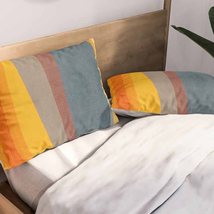 Orange Blue Yellow Beige Modern MCM Art Pillow Sham Gallery Image 2