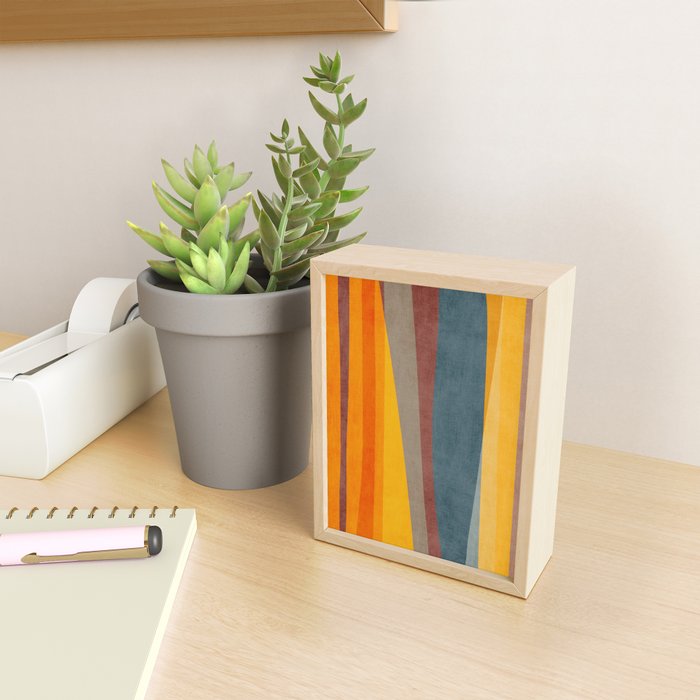 Orange Blue Yellow Beige Modern MCM Art Mini Art Print Gallery Image 2