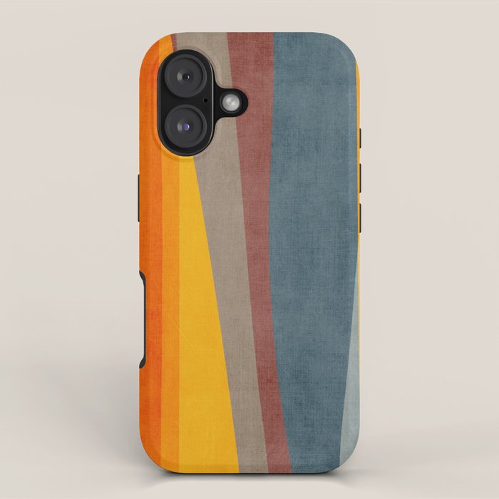 Orange Blue Yellow Beige Modern MCM Art iPhone Case Gallery Image 1