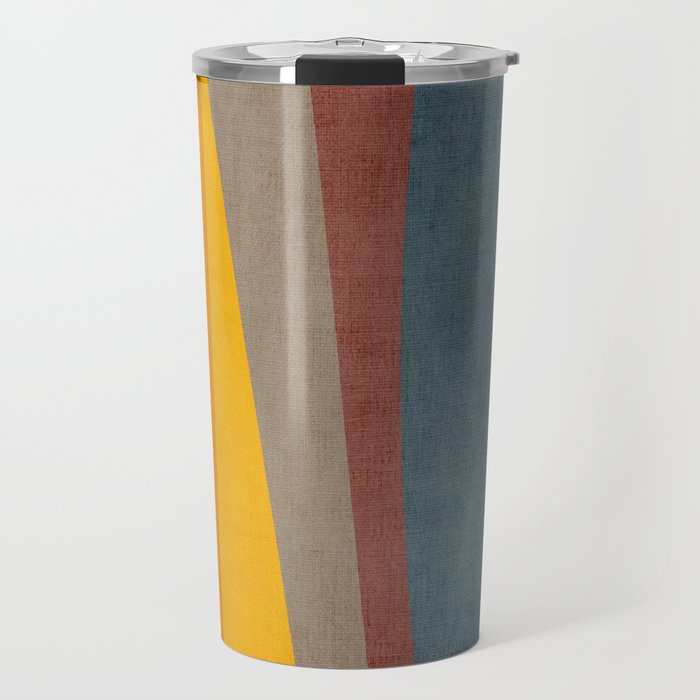 Orange Blue Yellow Beige Modern MCM Art Travel Mug Gallery Image 1