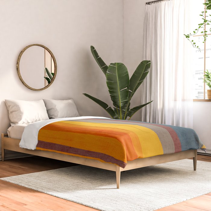 Orange Blue Yellow Beige Modern MCM Art Comforter Gallery Image 2