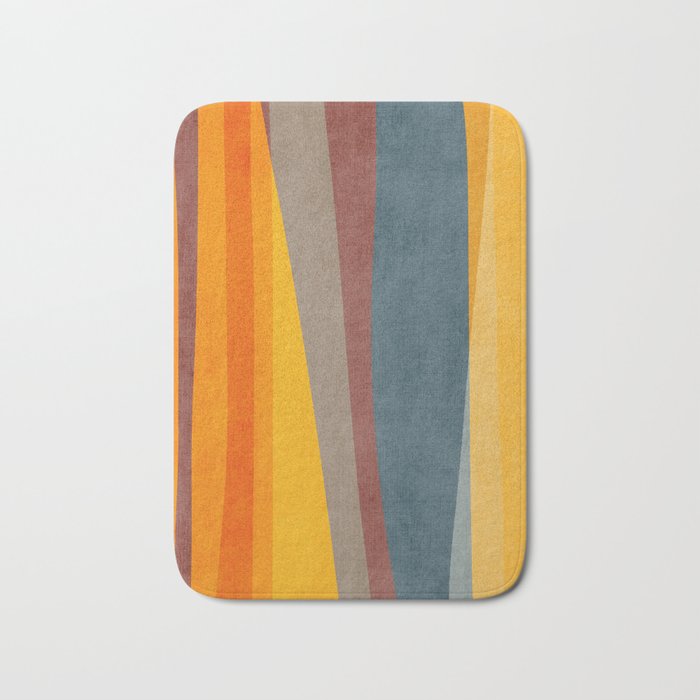 Orange Blue Yellow Beige Modern MCM Art Bath Mat Gallery Image 1
