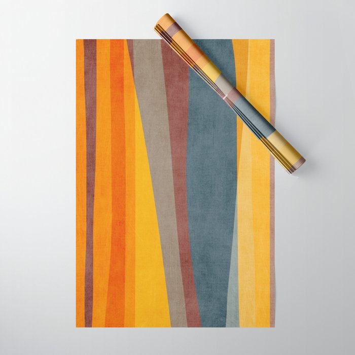 Orange Blue Yellow Beige Modern MCM Art Wrapping Paper Gallery Image 1