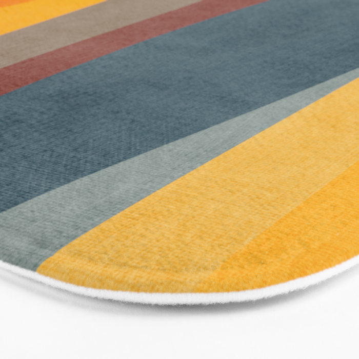 Orange Blue Yellow Beige Modern MCM Art Bath Mat Gallery Image 3
