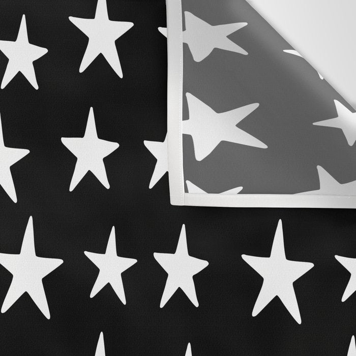 Star Pattern White On Black Wall Tapestry Gallery Image 3