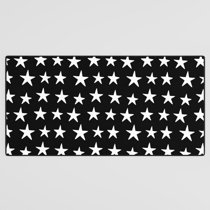 Star Pattern White On Black Desk Mat Gallery Image 3