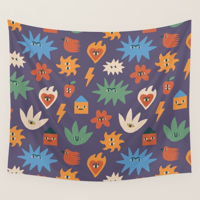 Funky faces Wall Tapestry Gallery Image 1