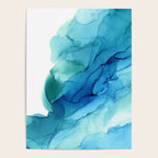 Emerald Sea Waves - Abstract Ombre Flowing Ink Poster Gallery Image 4