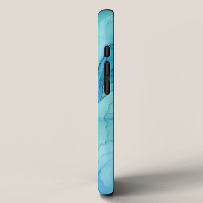 Emerald Sea Waves - Abstract Ombre Flowing Ink iPhone Case Gallery Image 2