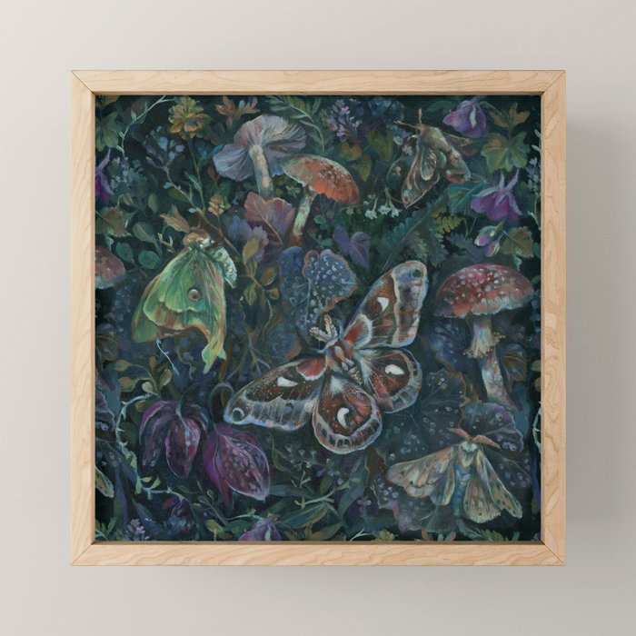 Atlas Moth  Mushroom Night Mini Art Print Gallery Image 1
