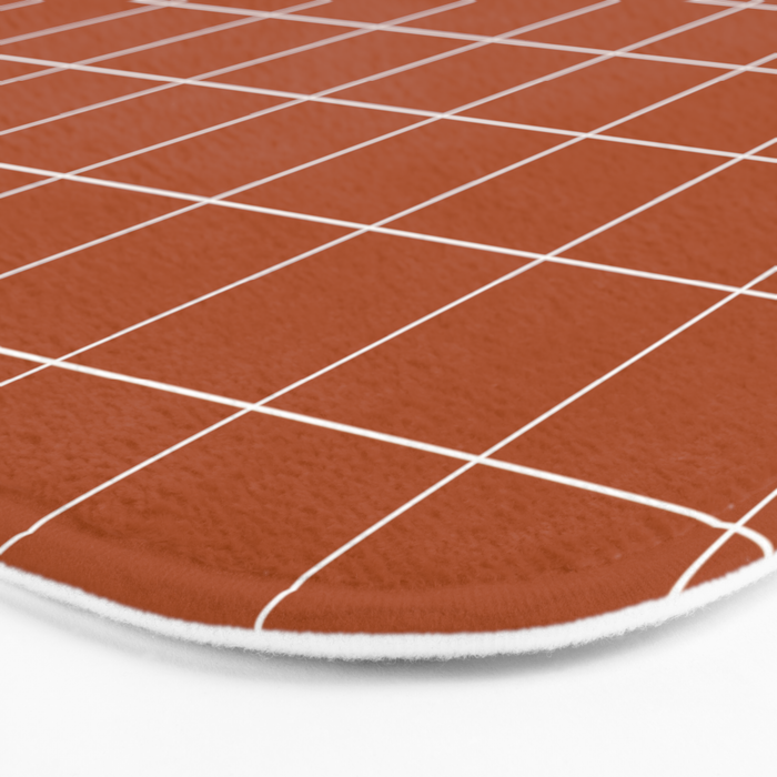 Windowpane Check Grid (white/burnt orange) Bath Mat Gallery Image 3