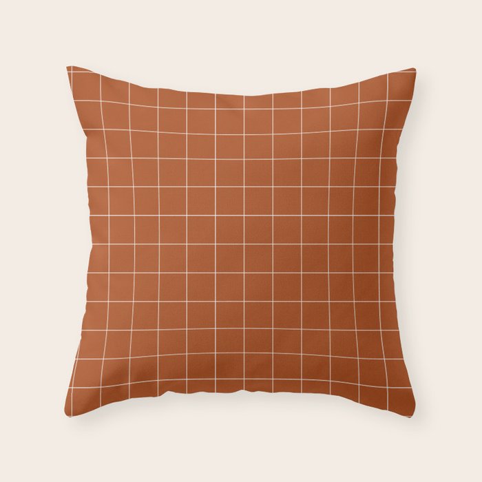 Windowpane Check Grid (white/burnt orange) Throw Pillow Gallery Image 6