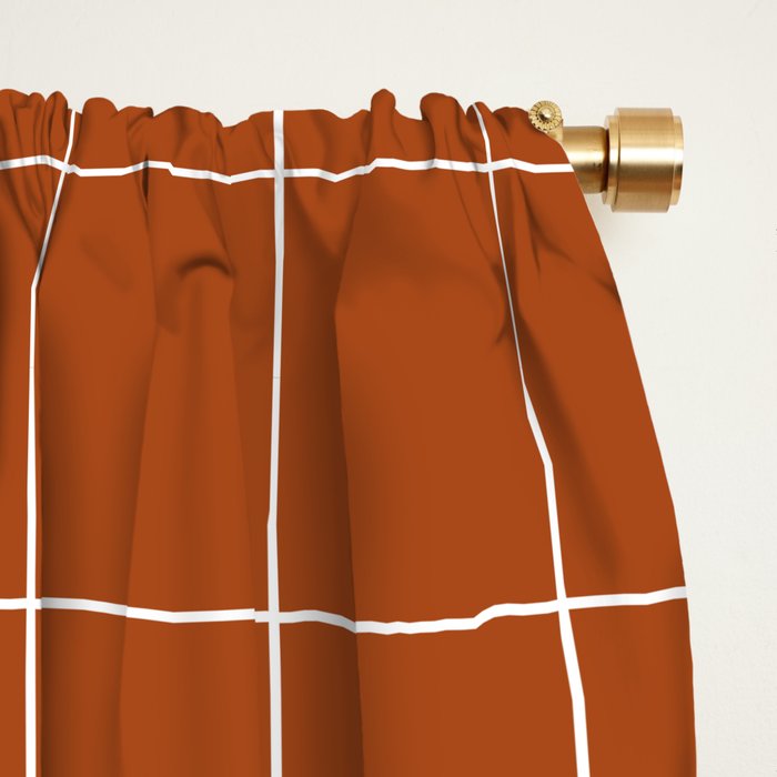 Windowpane Check Grid (white/burnt orange) Window Curtain Gallery Image 2