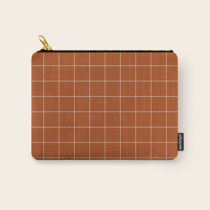 Windowpane Check Grid (white/burnt orange) Carry All Pouch Gallery Image 1
