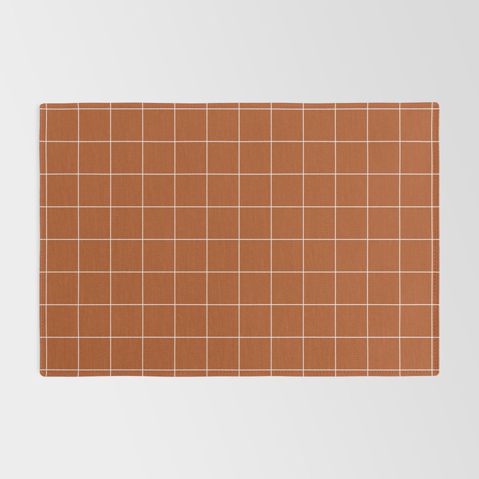 Windowpane Check Grid (white/burnt orange) Rug Gallery Image 2