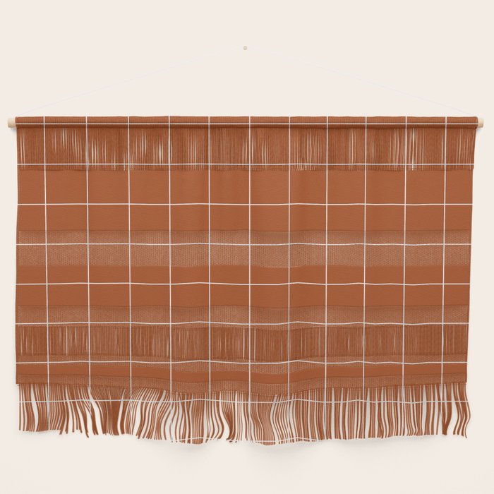 Windowpane Check Grid (white/burnt orange) Wall Hanging Gallery Image 1