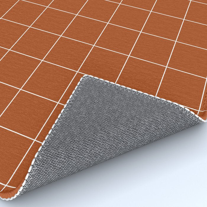 Windowpane Check Grid (white/burnt orange) Rug Gallery Image 4
