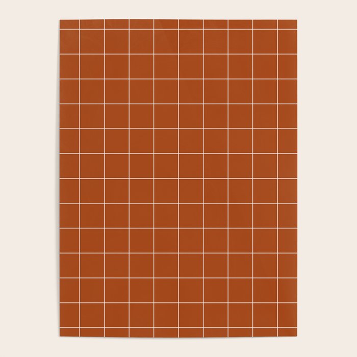 Windowpane Check Grid (white/burnt orange) Poster Gallery Image 4