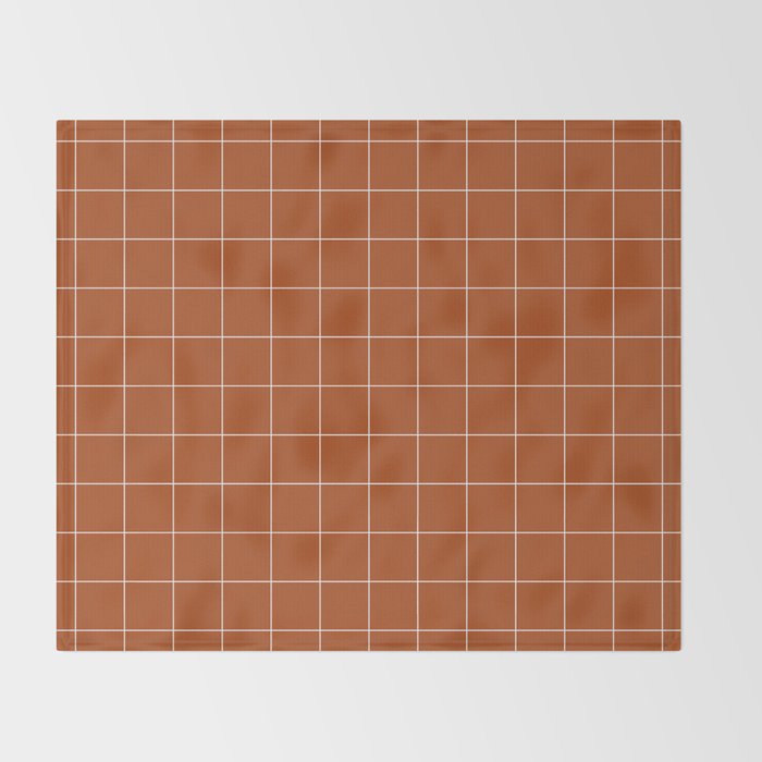 Windowpane Check Grid (white/burnt orange) Throw Blanket Gallery Image 2