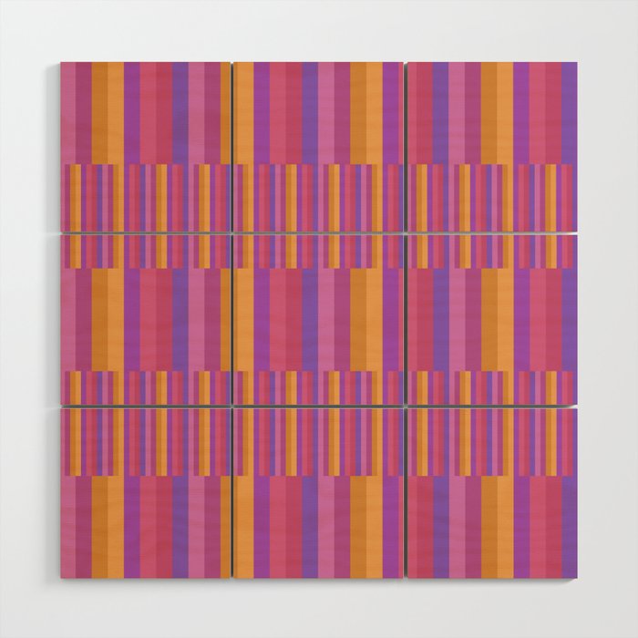 Mixed Stripes Pattern IV Colorful 90s Wood Wall Art Gallery Image 1