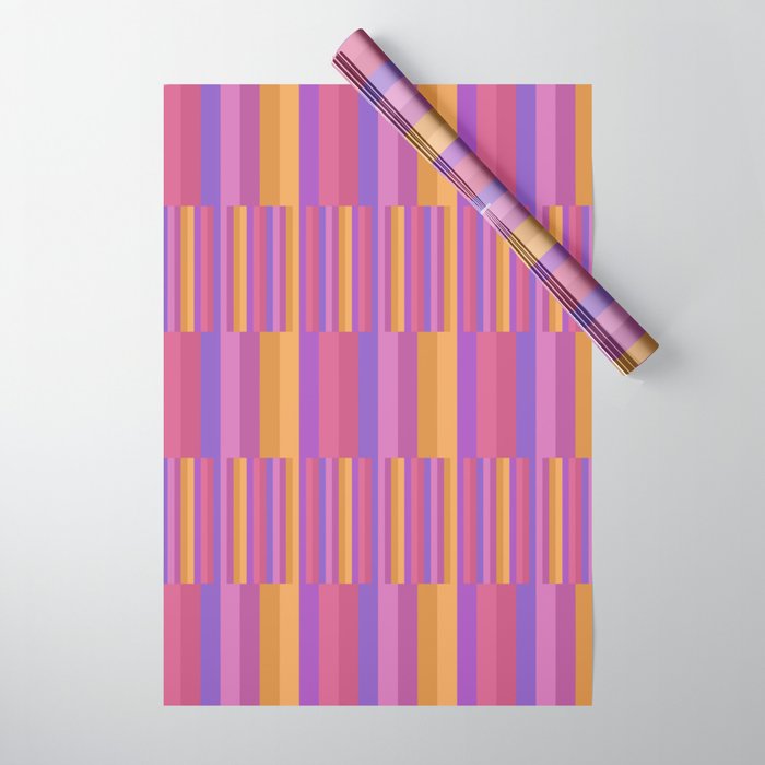 Mixed Stripes Pattern IV Colorful 90s Wrapping Paper Gallery Image 1