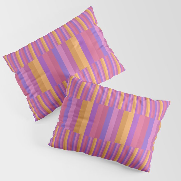 Mixed Stripes Pattern IV Colorful 90s Pillow Sham Gallery Image 3