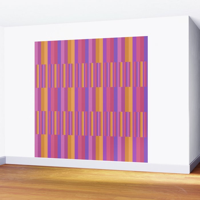 Mixed Stripes Pattern IV Colorful 90s Wall Mural Gallery Image 2