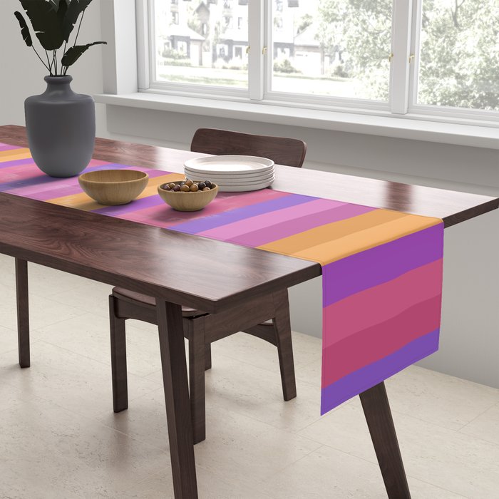 Mixed Stripes Pattern IV Colorful 90s Table Runner Gallery Image 2
