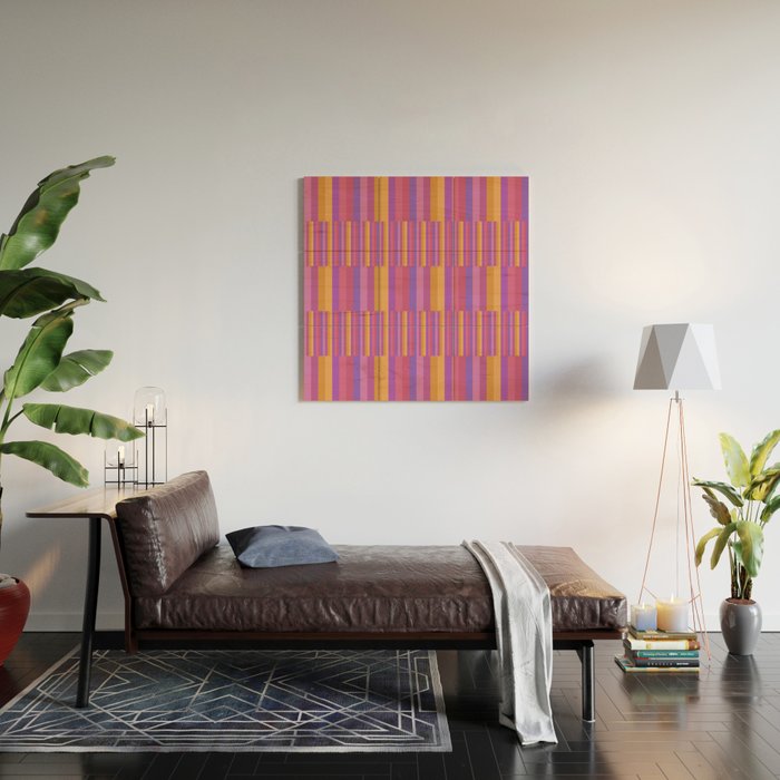 Mixed Stripes Pattern IV Colorful 90s Wood Wall Art Gallery Image 2
